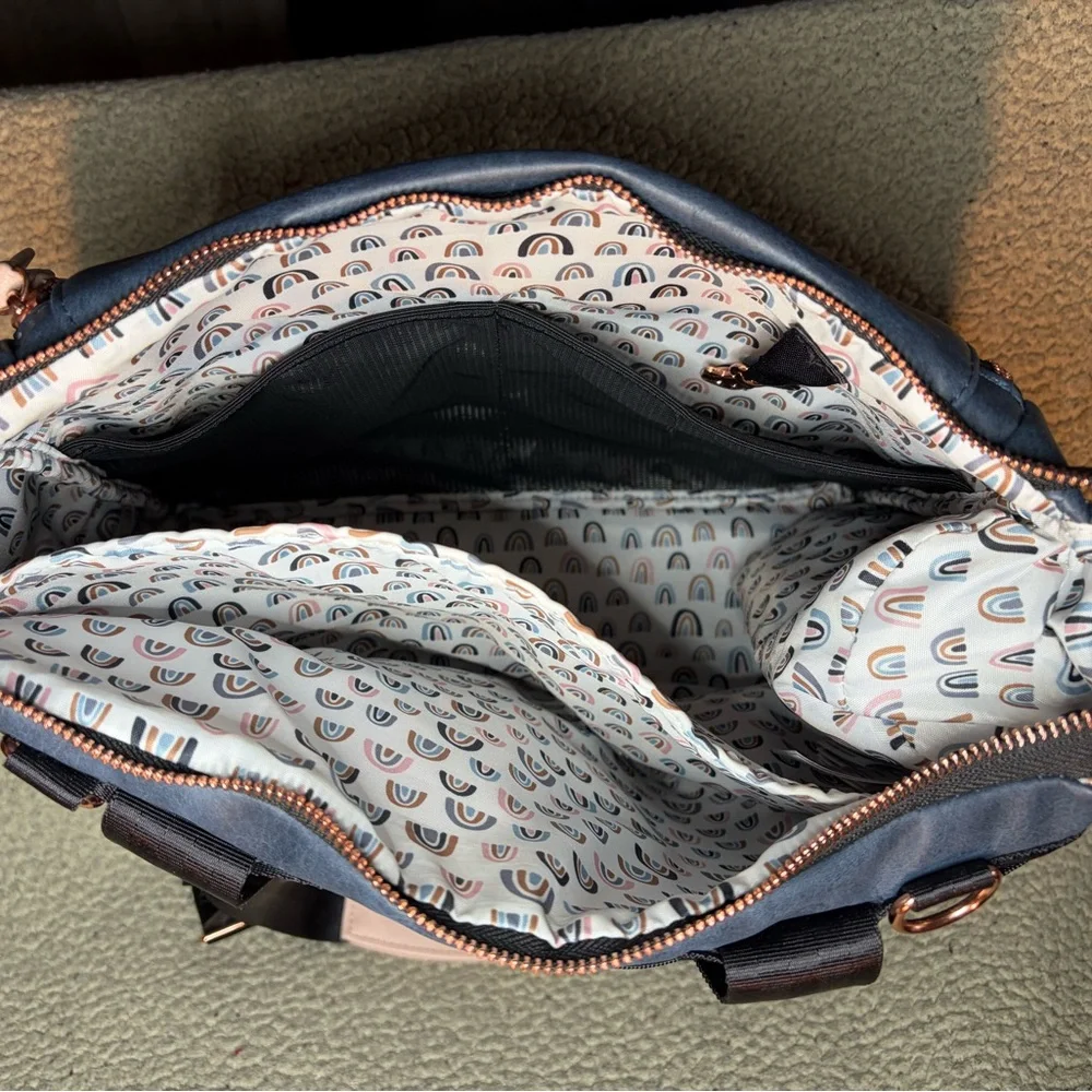 Petunia Pickle Bottom Navy and Blush Diaper Bag